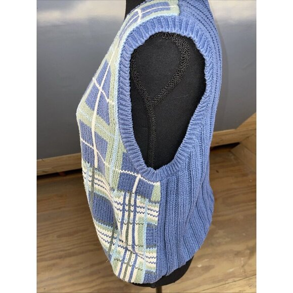 Vtg Pasta Colorful Sweater Vest Sz Large Green Blue Grandma Core Cottage - Picture 4 of 13